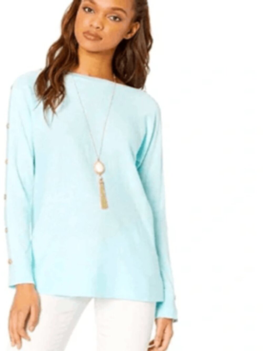 Lilly Pulitzer Milton Size Large Boatneck Sweater Whispered Heather Blue
